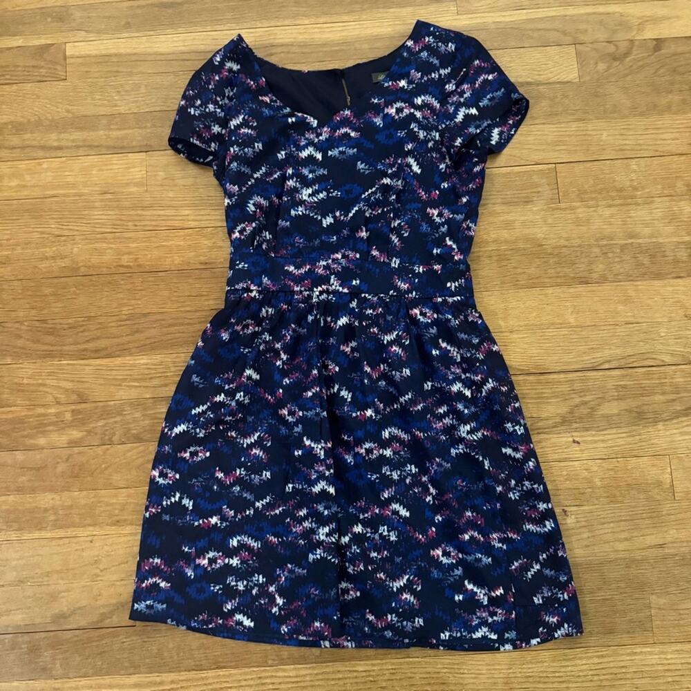 Lilly Rose navy blue purple cap sleeve a-line mini dress size small S
 b52